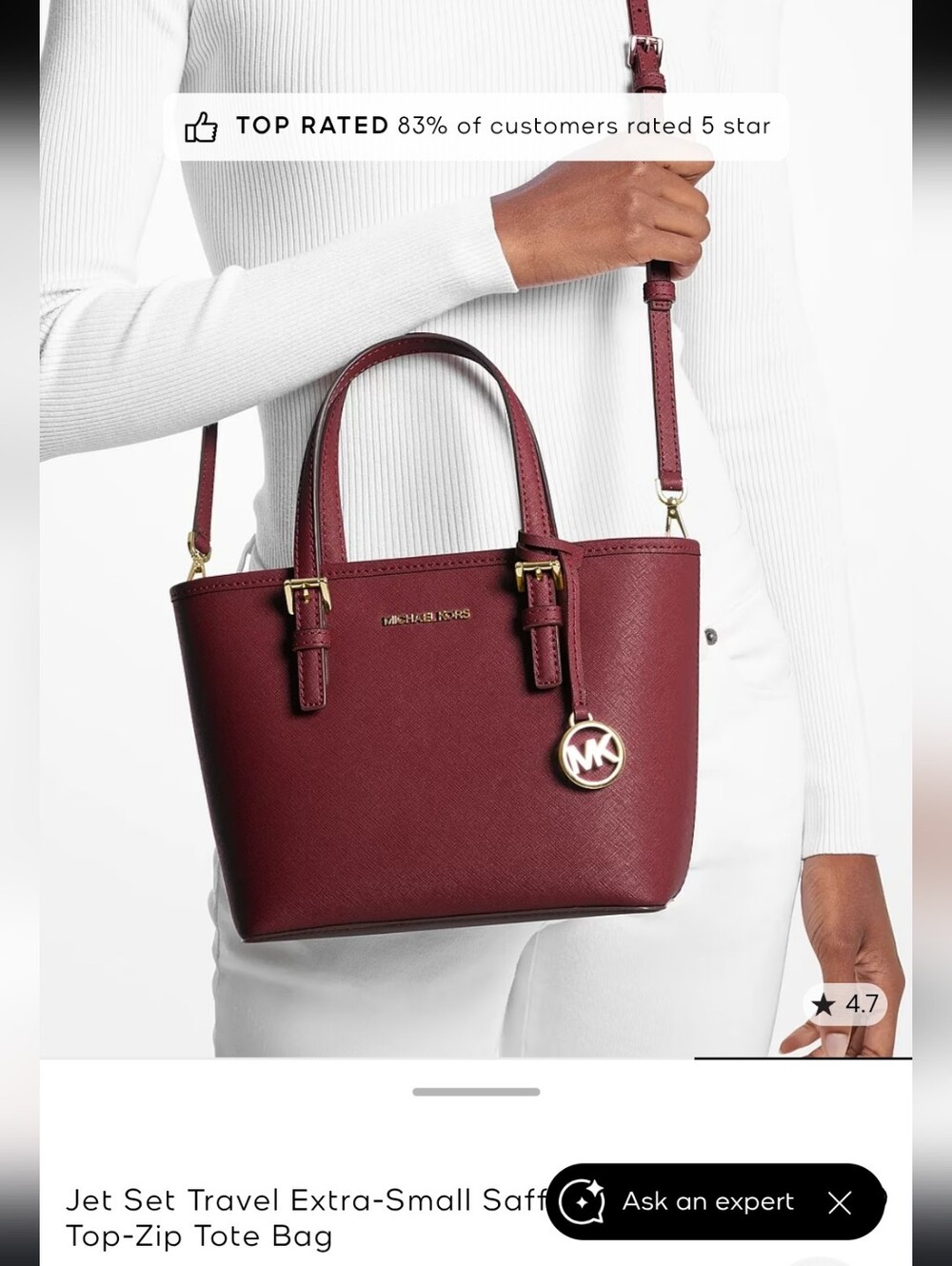 Michael Kors Women's Jet Set Travel Saffiano Leather Tote - Picture 16 of 16